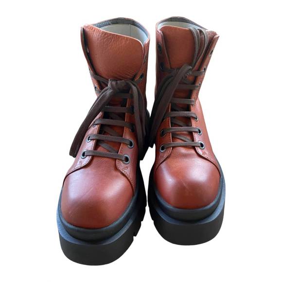 NEW LOFINA women's lace-up leather boots in red